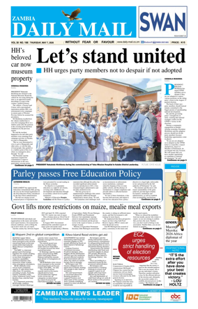 Cover of Zambia Daily Mail