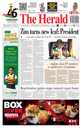 Cover of The Herald (Zimbabwe)