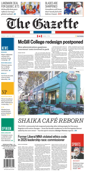 Cover of Montreal Gazette