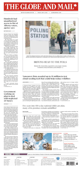 Cover of The Globe and Mail (BC Edition)