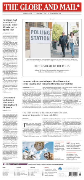 Cover of The Globe and Mail (Ontario Edition)