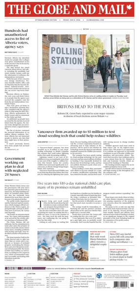 Cover of The Globe and Mail (Ottawa/Quebec Edition)