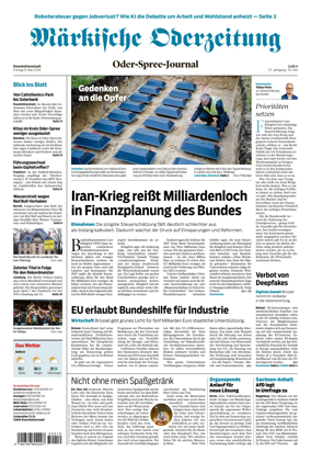 Cover of Markische Oderzeitung Eisenhuttenstadt
