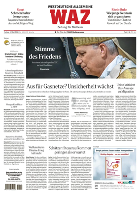 Cover of Westdeutsche Allgemeine Zeitung (Mulheim an der Ruhr)