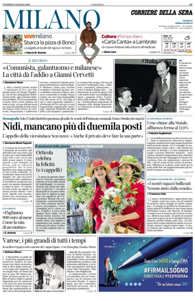 Cover of Corriere della Sera (Milano)
