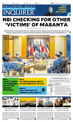 Cover of Philippine Daily Inquirer