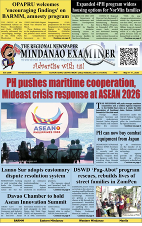 Cover of The Mindanao Examiner Regional Newspaper