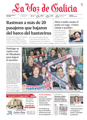 Cover of La Voz de Galicia (Santiago)
