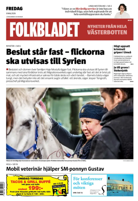 Cover of Folkbladet Vasterbotten