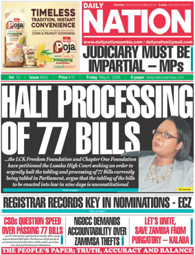 Cover of Daily Nation Newspaper