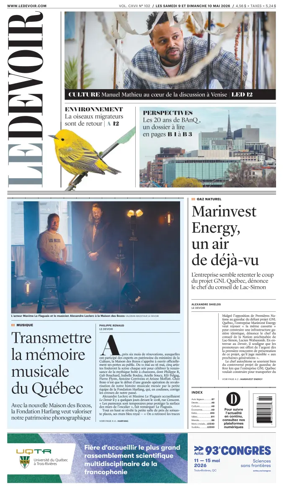 Cover of Le Devoir