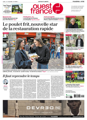 Cover of Ouest-France (Fougeres Vitre)
