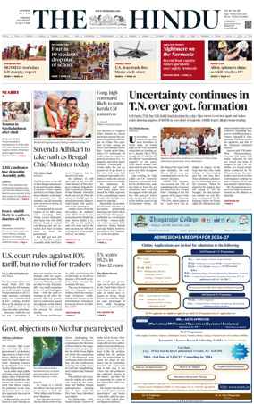 Cover of The Hindu (Madurai)