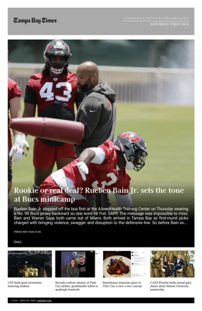 Cover of Tampa Bay Times TFP