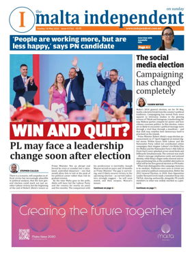 Cover of The Malta Independent on Sunday