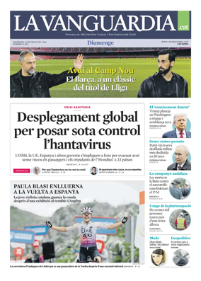 Cover of La Vanguardia (Catala)