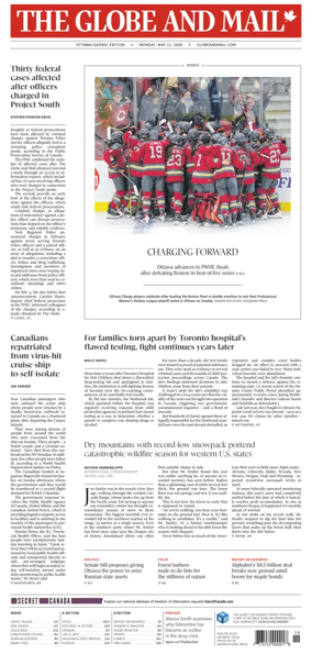 Cover of The Globe and Mail (Ottawa/Quebec Edition)