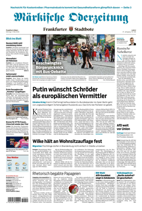 Cover of Markische Oderzeitung Frankfurt (Oder)
