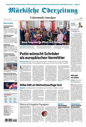Cover of Markische Oderzeitung Uckermarkanzeiger
