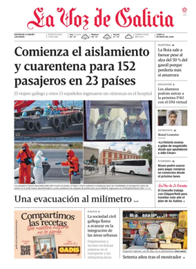 Cover of La Voz de Galicia (A Coruna)