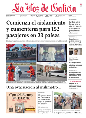 Cover of La Voz de Galicia (Santiago)