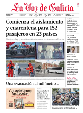 Cover of La Voz de Galicia (Vigo)