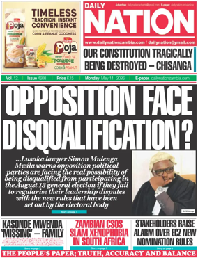 Cover of Daily Nation Newspaper