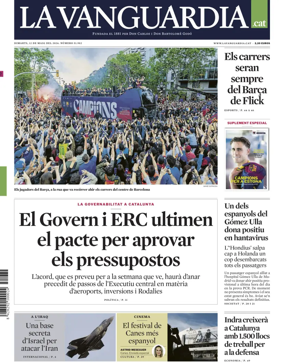 Cover of La Vanguardia (Catalonia - 1st edition)