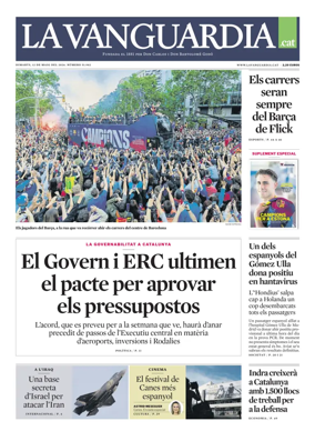 Cover of La Vanguardia (Catala)