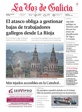 Cover of La Voz de Galicia (Santiago)