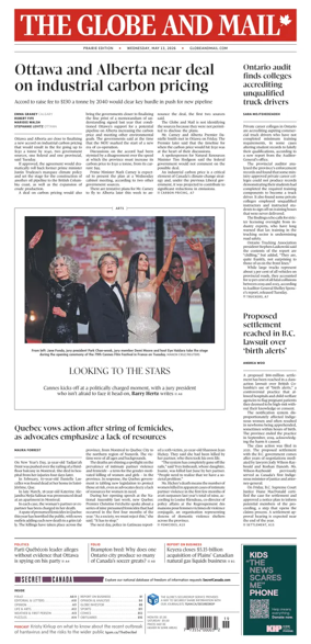 Cover of The Globe and Mail (Prairie Edition)