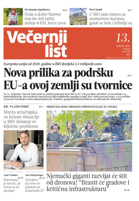Cover of Vecernji list BiH
