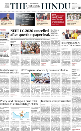 Cover of The Hindu (Hyderabad)