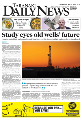 Cover of Taranaki Daily News