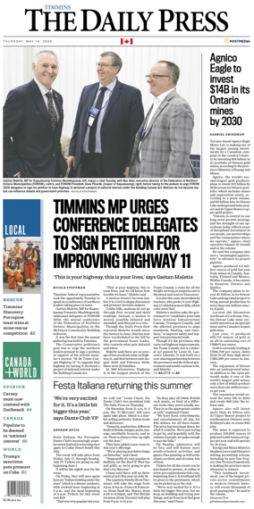 Cover of The Daily Press (Timmins)