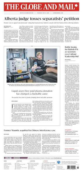 Cover of The Globe and Mail (BC Edition)