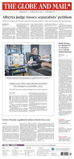 Cover of The Globe and Mail (Ontario Edition)