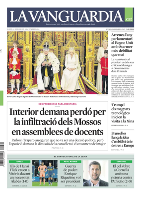 Cover of La Vanguardia (Catala)