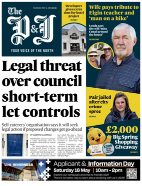 Cover of The Press and Journal (Inverness Highlands and Islands)