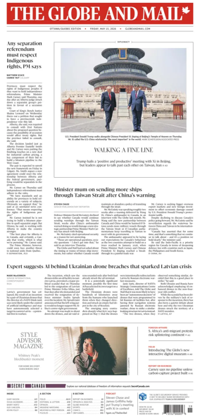 Cover of The Globe and Mail (Ottawa/Quebec Edition)