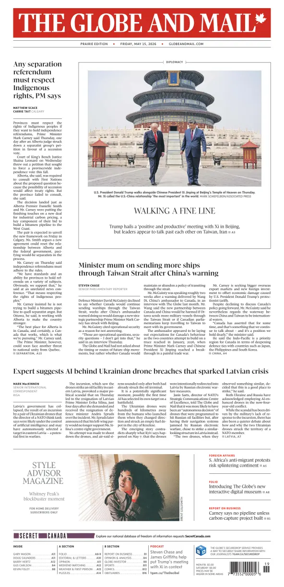 Cover of The Globe and Mail (Prairie Edition)