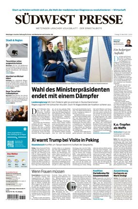 Cover of Sudwest Presse - Metzinger Uracher Volksblatt - Der Ermstalbote