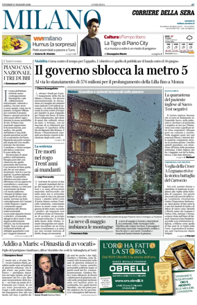 Cover of Corriere della Sera (Milano)