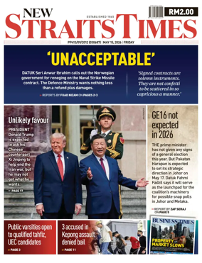 Cover of New Straits Times