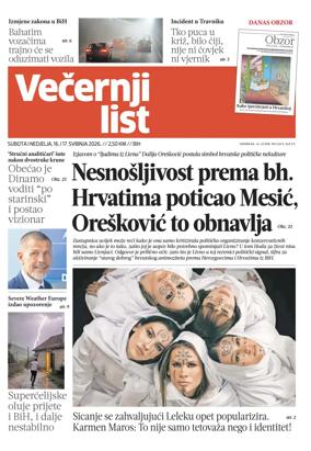 Cover of Vecernji list BiH