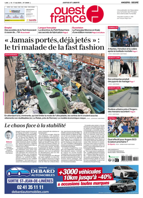 Cover of Ouest France (Angers / Segre)