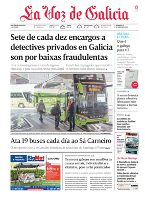 Cover of La Voz de Galicia (Santiago)