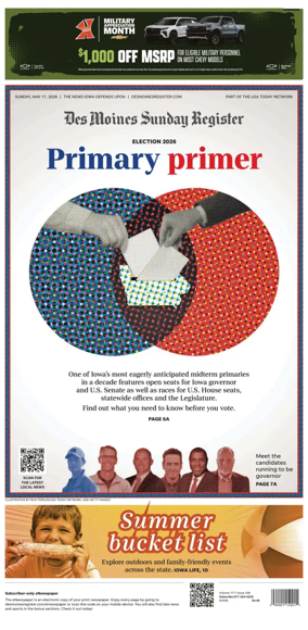 Cover of The Des Moines Register