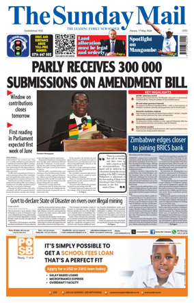 Cover of The Sunday Mail (Zimbabwe)