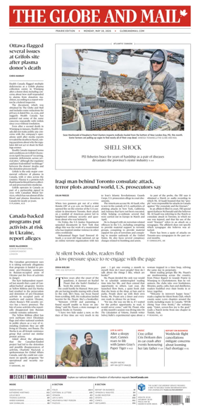 Cover of The Globe and Mail (Prairie Edition)